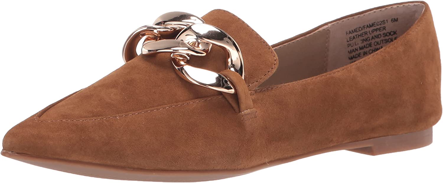 Steve Madden Flourish Cognac Slip On Pointed Toe Suede Embellished Loafers (Cognac New, 8.5)